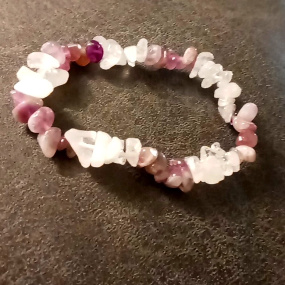 Amethyst and white crystal bracelet